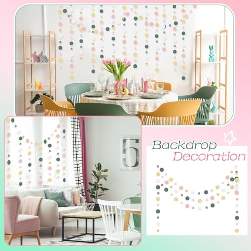 Outus 10 Pieces Dot Garland Banner Hanging, Sage Green,Pink,Gold - Image 6