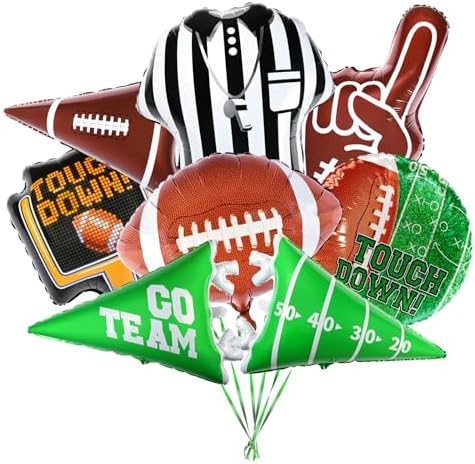 Gatherfun Football Shaped Foil Balloons, 8 Count, Touchdown Balloons for Football Game Tailgate Party Decorations by Gatherfun