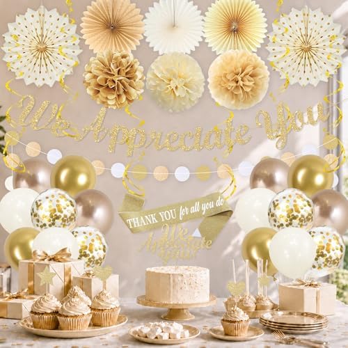 Vlipoeasn Champagne Gold We Appreciate You Banner Decorations with Sash - Image 5
