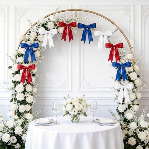 2 Strings Christmas Tree Bows, Red Blue White Bow Christmas Garland - Image 6
