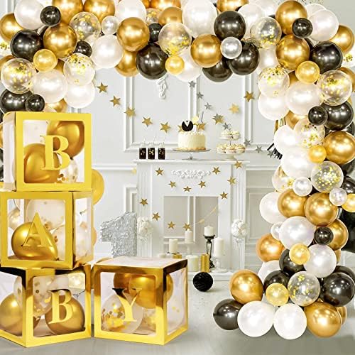 Voircoloria Baby Boxes with Letters, Gold, 4 Transparent Balloon Boxes - Image 6