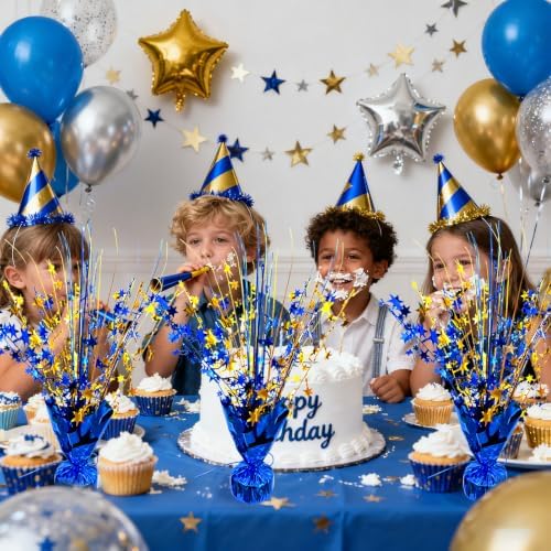6 Pack Metallic Foil Spray Table Centerpiece Decoration Star Brust Glitter Table Topper Decor for Birthday Graduation Holiday Christmas New Year's Eve Celebration Party Supplies Gold and Blue - Image 2