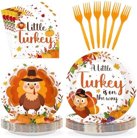 96Pcs Thanksgiving Baby Shower Party Decoration, Serves 24 by Grencian