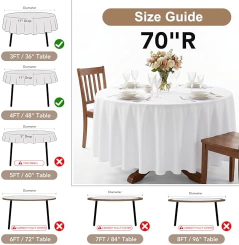 Fitable 6 Pack Bronze Round Tablecloths - 70 Inches in Diameter - Image 3