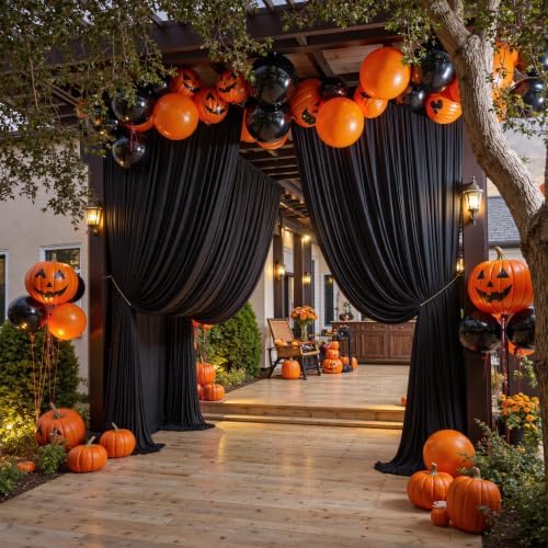 40x12 ft Black Backdrop Curtains for Weddings Party, Birthdays, Halloween - Image 2
