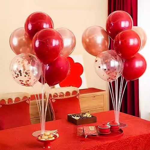 Voircoloria Balloon Stand Kit for Table Party Decor, 6 Sets, Red and White - Image 6