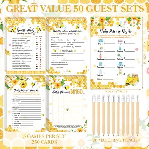 Patelai 321 Pcs Baby Shower Games Supplies, Bee - Image 5