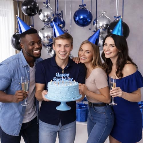 Togvu Black Blue Silver Round Balloons, 15PCS Different Sizes 4D Balloon - Image 3