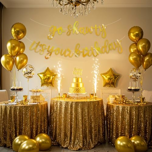 BEISHIDA Bright Gold Pre-Strung Go Shawty It's Your Birthday Banner Decor - Image 6