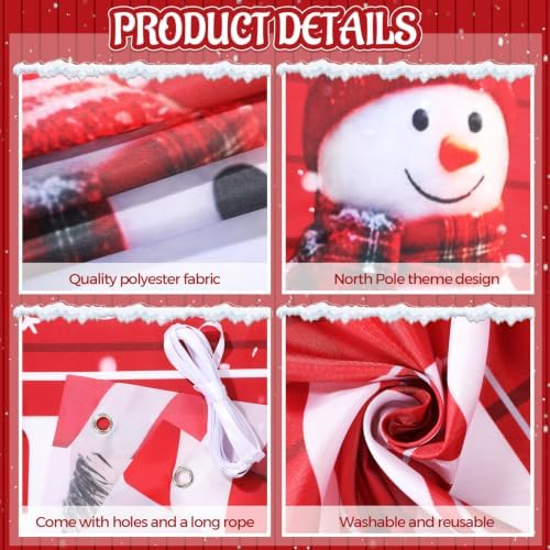 Peryiter 3 Pcs Christmas Door Decorations North Pole Porch Banner - Image 3