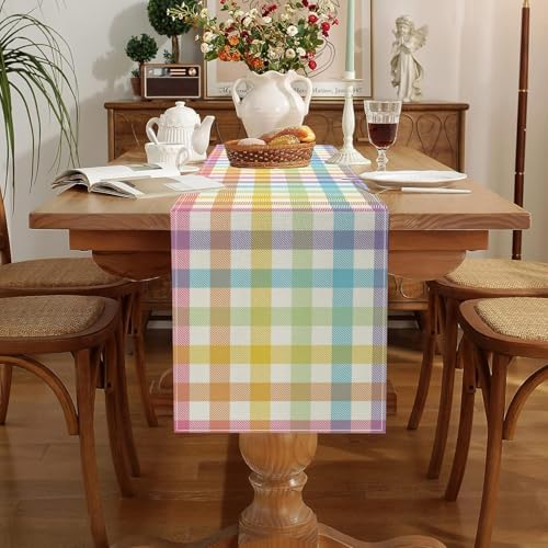ONFAON Easter Buffalo Plaid Check Table Runner Spring Holiday Decoration Farmhouse Home Dining Room Kitchen Table Decor (13" x 72") - Image 2