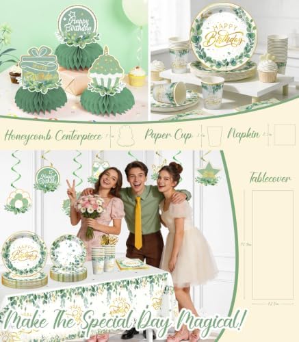 cocomigo 305pcs Sage Green Birthday Decorations Party Set, for 25 Guests - Image 5