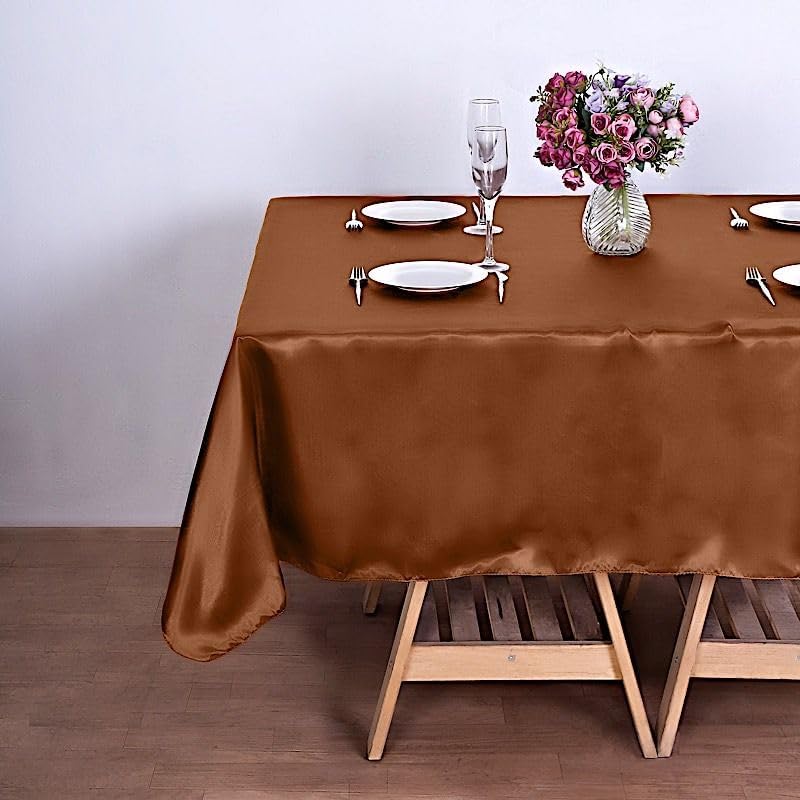 10 pcs 72x72 inch Cinnamon Brown Square Tablecloth Satin Fabric Overlays Linens | Table Cloths Cover for Wedding Party Banquet Reception Events Decoration Kitchen Dining Events Kitchen Dining - Image 5