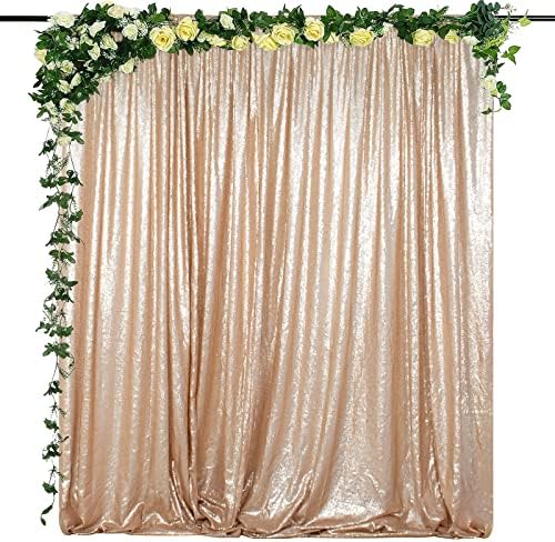 ShinyBeauty PHOTOBOOTH Background Best Choice-7FTx7FT-Champagne-Sequin Photography Backdrop Curtains for Wedding by ShinyBeauty