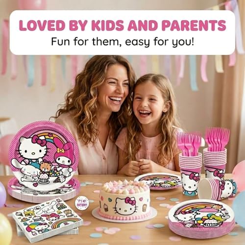 Hello Kitty Birthday Decorations Party - Plates and Napkins, Cups, Forks - Image 5