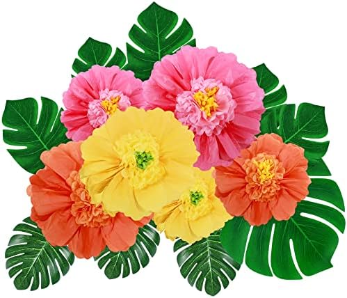 Canlierr 40 Pack Tropical Party Decorations Tissue Paper Hibiscus Palms Set by Canlierr