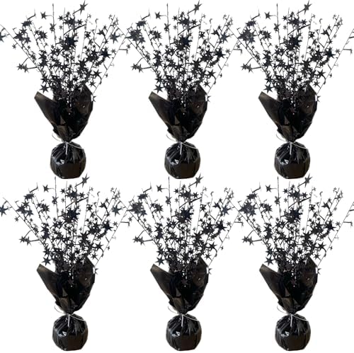 FUBININA 6 Pack Halloween Table Centerpieces Party Table Decoration Metallic Foil Spray Centerpiece Star Black Decor Indoor for Birthday Wedding Anniversary Graduation Holiday Party Supplies by FUBININA