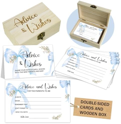 50Pcs Blue Bow Baby Shower Advice Cards,Game Cards for Baby Shower Decor by Unknown
