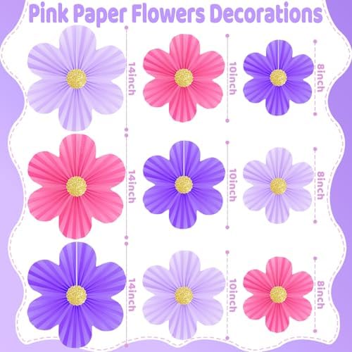 Pink and Purple Birthday Decorations Pink and Purple Flowers Wall Decor - Image 2