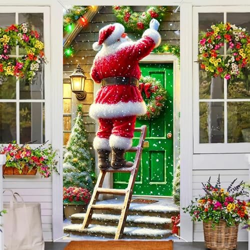 BlissYard Christmas Door Cover Lights Santa 35x71 Inch Polyester - Image 4