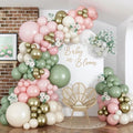 Baby in Bloom Balloon Arch Kit, 134Pcs Dusty Sage Green and Pastel Pale Pink Cream White Beige Light Gold Floral Balloon Garland for Girls Boho Baby Shower Flower Birthday Garden Tea Party Decorations by Togvu