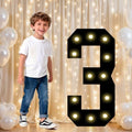 Pooqla 3rd Birthday Decorations for Boys, 2.4FT Light Up Numbers by Pooqla