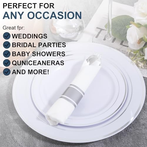 200 Pack Silver Wrapped Silverware Set Disposable for Wedding - Image 3