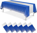6Pcs Blue and Silver Tablecloth Party Decorations,Plastic Royal Blue Table Cloth Printed Silver Table Runner Disposable Rectangle Cover for Anniversary Wedding Graduation 2025 Party,54 x108 Inch by MASHAN