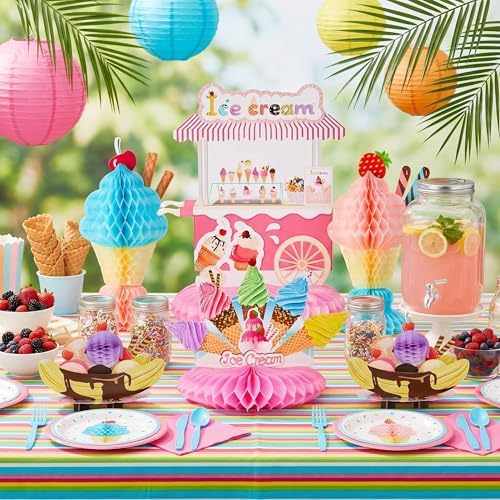 Outus 6 Pcs Ice Cream Table Decorations, Honeycomb Centerpieces Set - Image 5