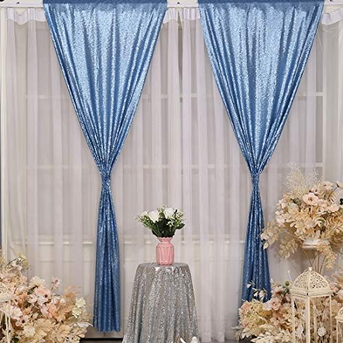 Poise3EHome Baby Blue Sequin Backdrop Curtain,2pcs 2FTx8FT Glitter Panels for Birthday Party Baby Shower Wedding Christmas Thanksgiving Holiday Festival Decor - Image 2