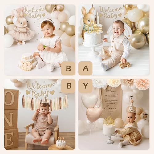 Beige Baby Shower Decorations Set for Neutral Gender Reveal Party - Image 4