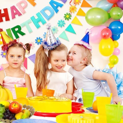 CANREVEL 3 PCS Pre-Strung 3D Birthday Banner Decorations, Rainbow Flower - Image 5