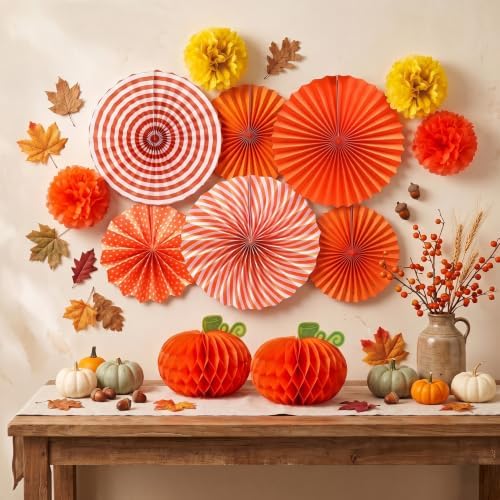 Thanksgiving and Friendsgiving Party Decorations Set, Autumn Fall Harvest Decor Supplies with Festive Banners, Hanging Swirls and Seasonal Ornaments for Home Celebration - Image 4