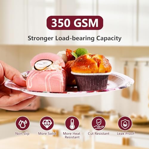 96Pcs Burgundy Flowers Anniversary Party Decorations Serves 24 - Image 4