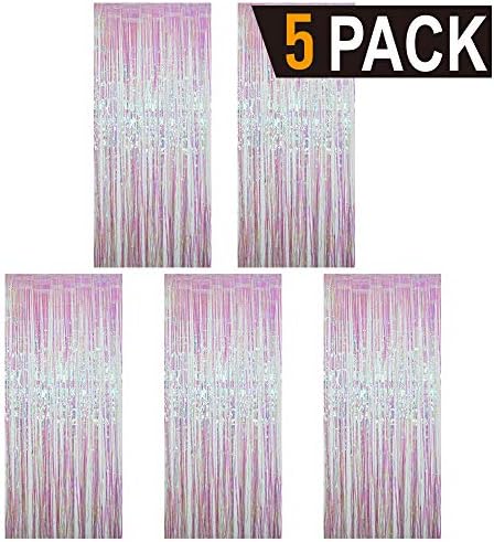 GOER 3.2 ft x 9.8 ft Metallic Tinsel Foil Fringe Curtains Party Photo Backdrop Party Streamers for Birthday,Graduation,New Year Eve Decorations Wedding Decor (5 Packs,Multicolor) - Image 2