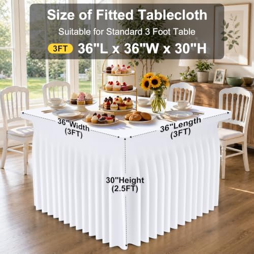 Smiry 2 Pack Spandex Elastic Fitted Table Cloth Skirt for 3FT Table - Image 3