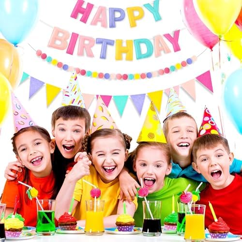 CANREVEL 3 PCS Pre-Strung 3D Happy Birthday Banner Decorations, Candy - Image 5