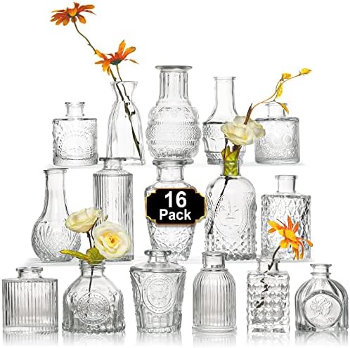 Arme Glass Bud vases in Bulk，Small Glass Flower Vase for Centerpieces 16Pcs by Arme