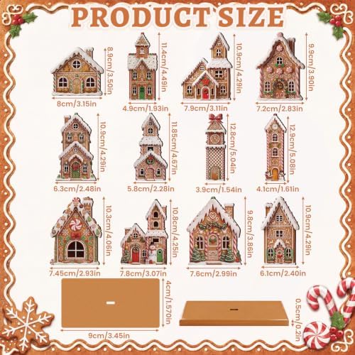 Wesiti 12Pcs Gingerbread Christmas Table Decorations, Gingerbread House Set - Image 3
