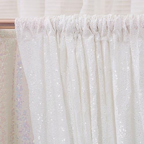 Poise3EHome White Sequin Backdrop, 10Ft x 10Ft Glitter Photography Background Curtains, Sequence Drapes for Party Baby Shower Wedding Birthday Christmas Thanksgiving Halloween Decoration - Image 4