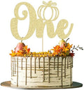 1Pc Pumpkin One Cake Topper Gold Glitter Fall 1st Pumpkin Birthday Cake Topper Decorations Baby Shower Party Decorations for Autumn Themed Kids First Birthday Thanksgiving Party Supplies by Ephlyn