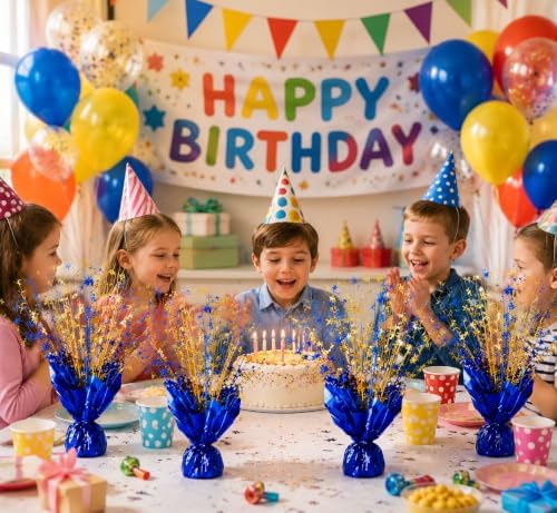 2 Pack Blue Gold Star Spray Centerpiece, Birthday Party - Image 5