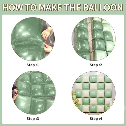 25PCS Matte Mint Green Beige Square Foil Balloons Wall Backdrop - Image 5