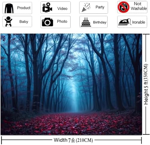 6 x 4 ft Halloween Haunted Misty Forest Backdrop, Horror Creepy Dark Pathway Photograph Background, Spooky Foggy Woods for Halloween Witch Party Photo Backdrop Booth Decorations - Image 6