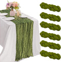 6 Pieces Olive Green 10FT Cheesecloth Table Runner Boho Gauze Fabric Table Runner Rustic Sheer Runner for Wedding Birthday Baby Shower Party Boho Table Decoration（Olive Green） by JALANCY