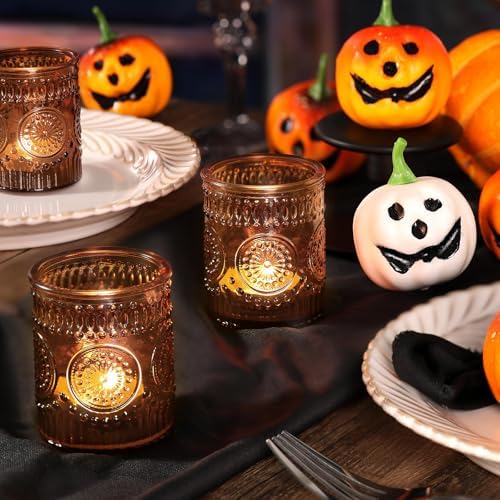 Amber Votive Candle Holders Set of 36- Glass Tea Lights Candle Holders Bulk - Image 6