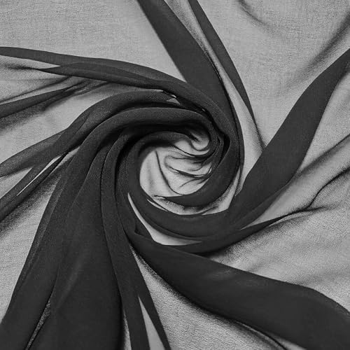 65 Yard Chiffon Fabrics, 44" Wide, Lightweight, Sheer – Black - Image 3
