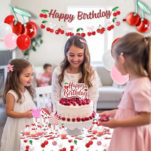 Cherry Birthday Decorations 164 Pcs Tableware Set - Image 7