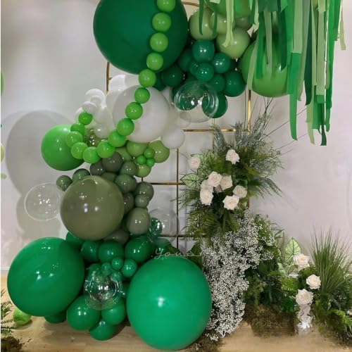 MEBAY Green Black White Metallic Gold Balloons Garland Arch Kit, 146 Pcs Lime Dark Green Matte Black Confetti Gold Balloons for Graduation Football Soccer Army Birthday Party Decorations - Image 6