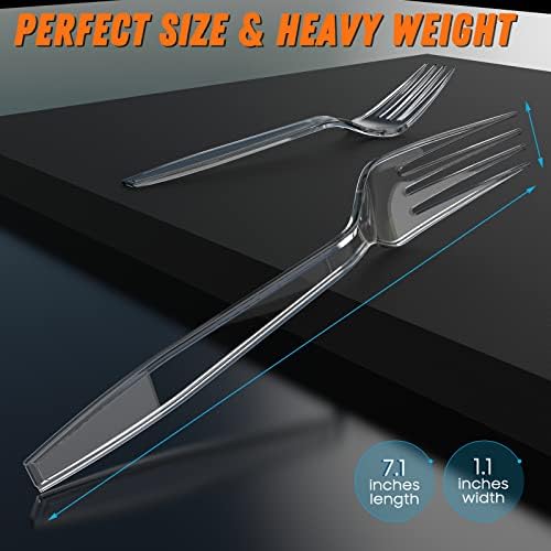 Dipoo 7.1" Clear Plastic Forks Heavy Duty, 168 Count - Image 5